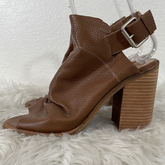 KELSI DAGGER BROOKLYN Metro Brown Peep Toe Ankle Block Heeled Booties Size 9 - Picture 6 of 11